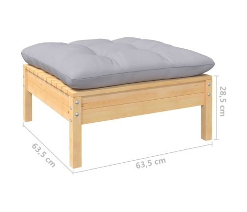 vidaXL 10-daļīgs dārza mēbeļu komplekts ar pelēkiem matračiem, priede