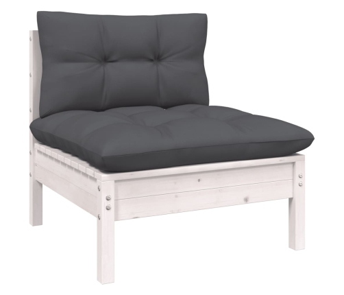 vidaXL 11-daļīgs dārza mēbeļu komplekts ar matračiem, balta priede