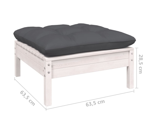 vidaXL 11-daļīgs dārza mēbeļu komplekts ar matračiem, balta priede