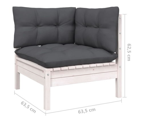 vidaXL 11-daļīgs dārza mēbeļu komplekts ar matračiem, balta priede