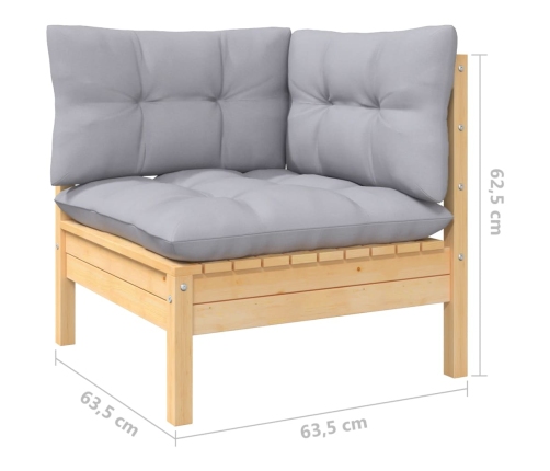 10-Daļīgs Dārza Mēbeļu Komplekts Ar Pelēkiem Matračiem, Priede Vidaxl