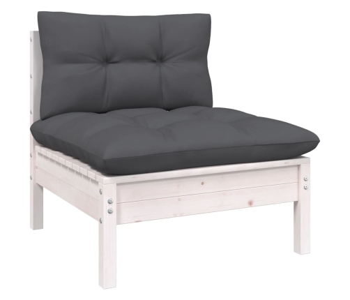 vidaXL 12-daļīgs dārza mēbeļu komplekts ar matračiem, balta priede