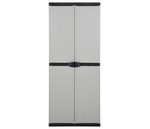 vidaXL dārza skapis, 3 plaukti, pelēks ar melnu, 68x40x168 cm