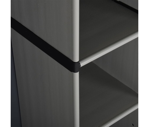 vidaXL dārza skapis, 3 plaukti, pelēks ar melnu, 68x40x168 cm