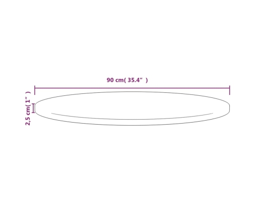 vidaXL galda virsma, Ø90x2,5 cm, priedes masīvkoks