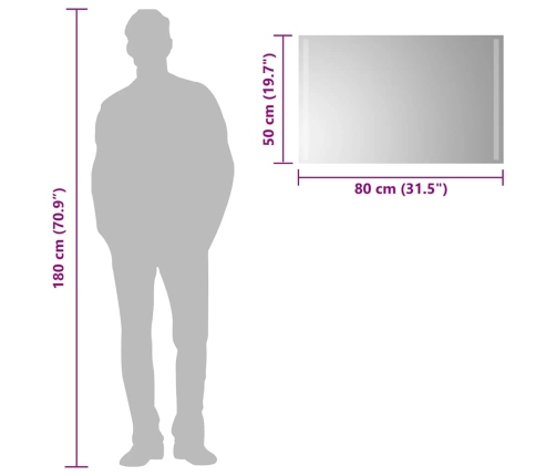 vidaXL vannasistabas spogulis ar LED, 80x50 cm