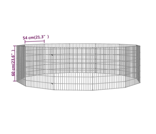 vidaXL dzīvnieku sētiņa, 12 paneļi, 54x60 cm, cinkota dzelzs