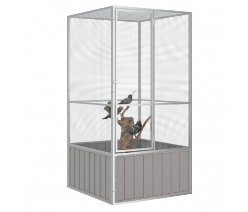 vidaXL putnu būris, pelēks, 111x107x211,5 cm, cinkots tērauds