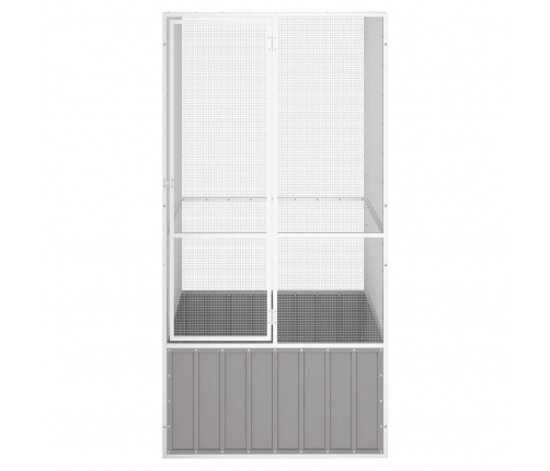 vidaXL putnu būris, pelēks, 111x107x211,5 cm, cinkots tērauds