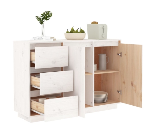 vidaXL kumode, balta, 111x34x75 cm, priedes masīvkoks