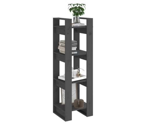 vidaXL grāmatu plaukts, pelēks, 41x35x125 cm, priedes masīvkoks