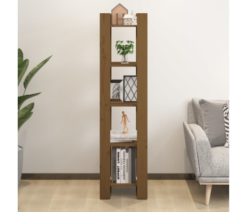 vidaXL grāmatu plaukts, medus brūns, 41x35x160 cm, priedes koks