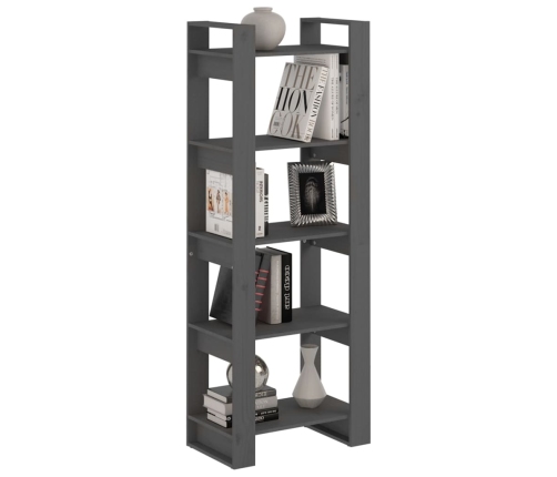 vidaXL grāmatu plaukts, pelēks, 60x35x160 cm, masīvkoks