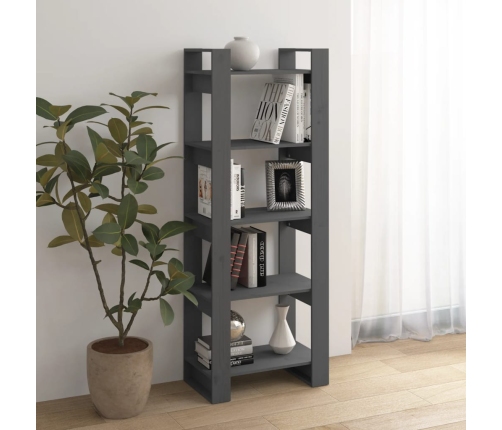 vidaXL grāmatu plaukts, pelēks, 60x35x160 cm, masīvkoks