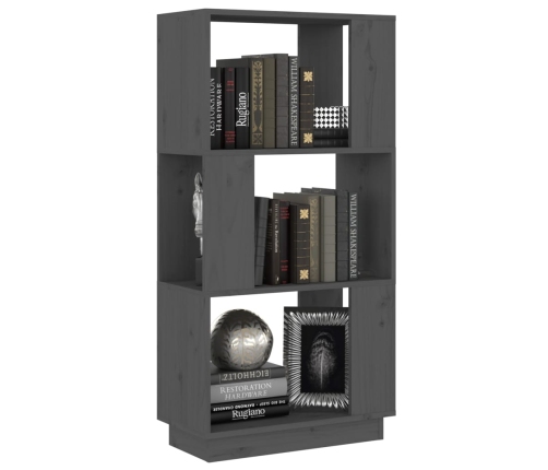 vidaXL grāmatu plaukts, pelēks, 51x25x101 cm, priedes masīvkoks