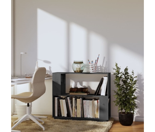 vidaXL grāmatu plaukts, pelēks, 80x25x70 cm, priedes masīvkoks