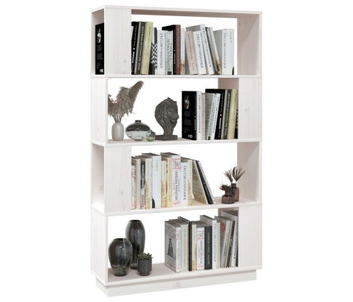 vidaXL grāmatu plaukts, balts, 80x25x132 cm, priedes masīvkoks