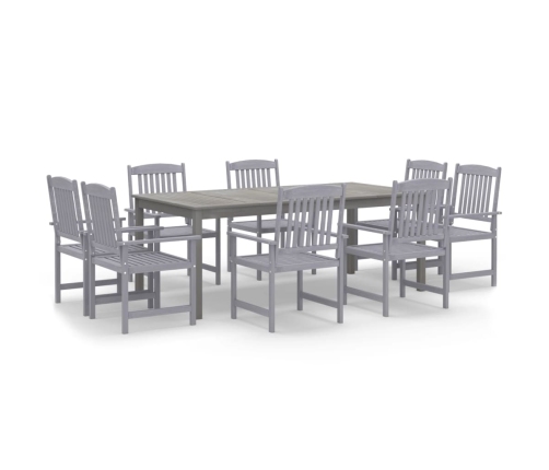 vidaXL 9-daļīgs dārza mēbeļu komplekts, akācijas masīvkoks, pelēks