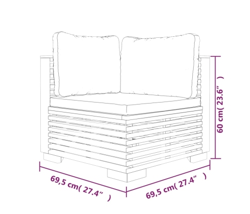 vidaXL 10-daļīgs dārza atpūtas mēbeļu komplekts ar matračiem, tīkkoks
