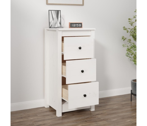 vidaXL kumode, balta, 40x35x80 cm, priedes masīvkoks
