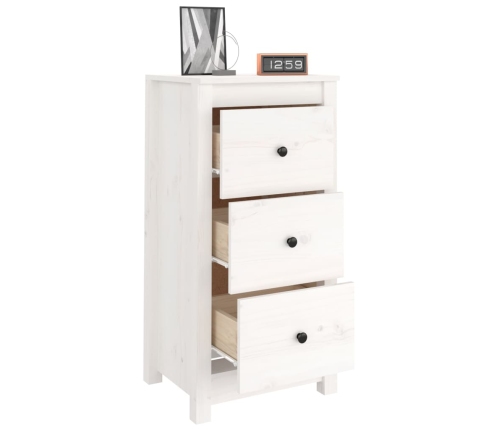 vidaXL kumode, balta, 40x35x80 cm, priedes masīvkoks