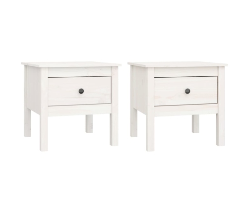 vidaXL galdiņi, 2 gab., balti, 50x50x49 cm, priedes masīvkoks