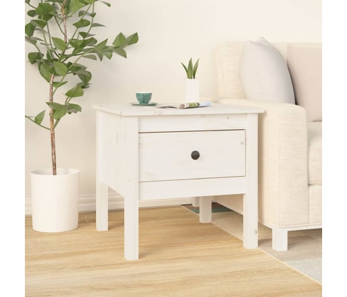 vidaXL galdiņi, 2 gab., balti, 50x50x49 cm, priedes masīvkoks