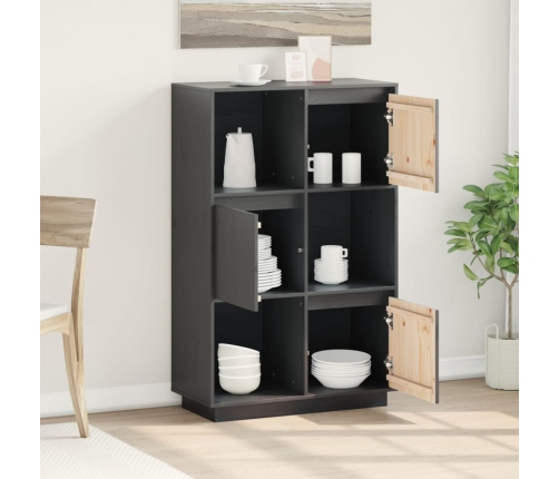 vidaXL augstais skapītis, pelēks, 74x35x117 cm, priedes masīvkoks