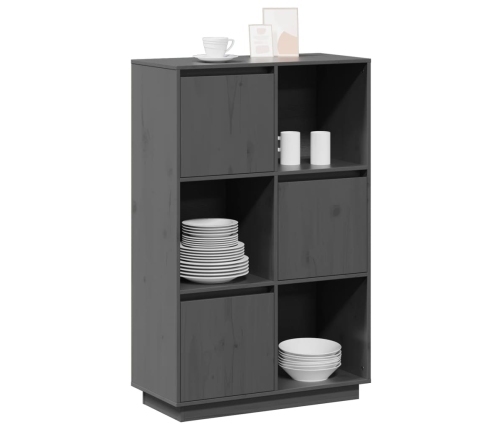 vidaXL augstais skapītis, pelēks, 74x35x117 cm, priedes masīvkoks