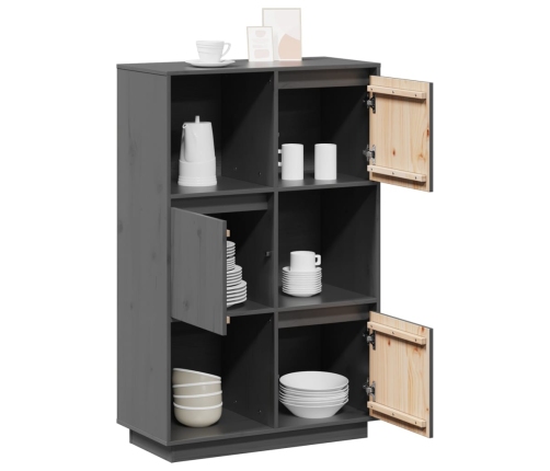 vidaXL augstais skapītis, pelēks, 74x35x117 cm, priedes masīvkoks