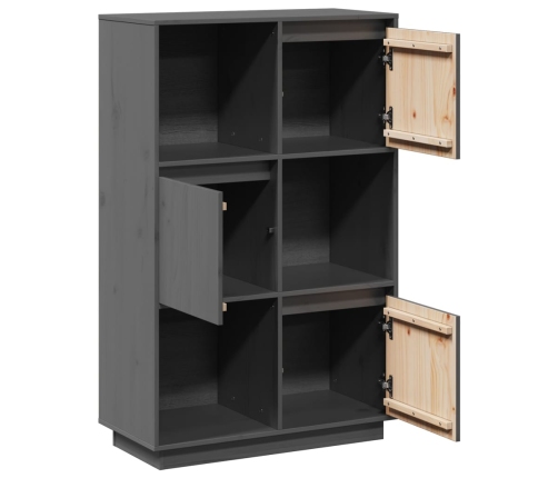 vidaXL augstais skapītis, pelēks, 74x35x117 cm, priedes masīvkoks