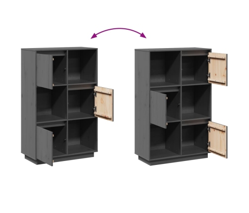 vidaXL augstais skapītis, pelēks, 74x35x117 cm, priedes masīvkoks