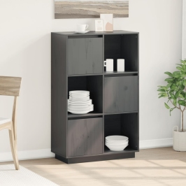 Augstais Skapītis, Pelēks, 74X35X117 Cm, Priedes Masīvkoks Vidaxl