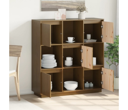 vidaXL augstais skapītis, medus brūns, 110,5x35x117 cm, priedes koks