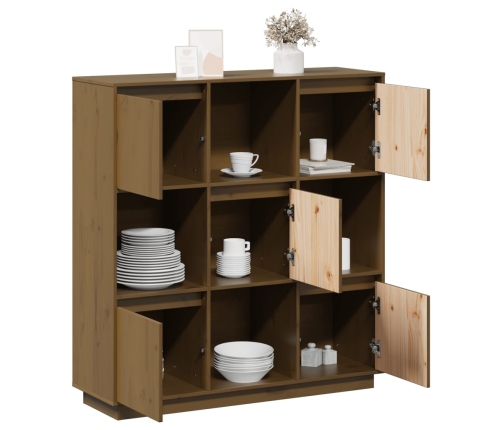 vidaXL augstais skapītis, medus brūns, 110,5x35x117 cm, priedes koks