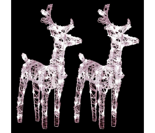 Ziemassvētku Ziemeļbrieži, 2 Gab., 80 Silti Baltas Led, Akrils Vidaxl