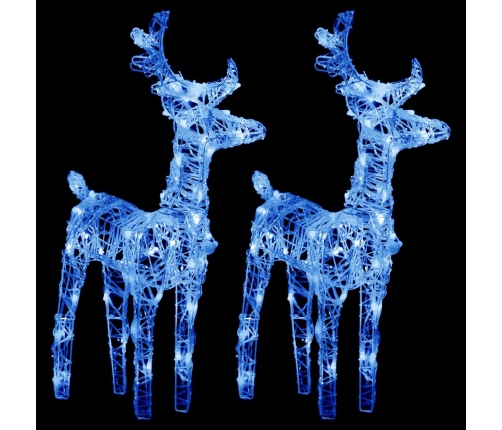 vidaXL Ziemassvētku ziemeļbrieži, 2 gab., 80 zilas LED, akrils