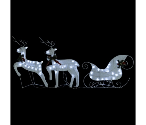 vidaXL Ziemassvētku dekorācija, ziemeļbrieži un kamanas, 60 LED