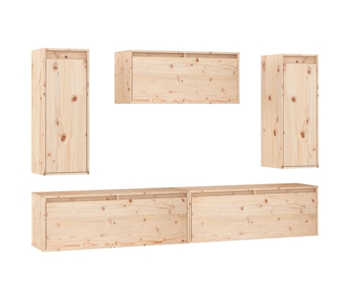 vidaXL TV skapīši, 5 gab., priedes masīvkoks