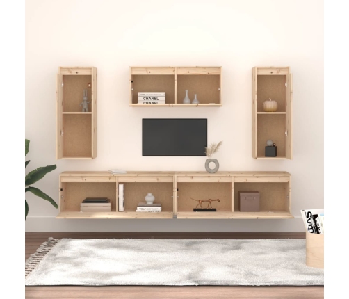 vidaXL TV skapīši, 5 gab., priedes masīvkoks