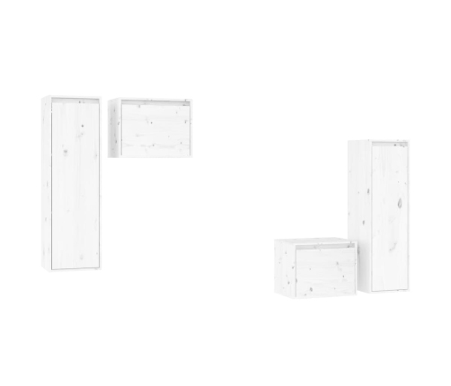 vidaXL TV skapīši, 4 gab., balti, priedes masīvkoks