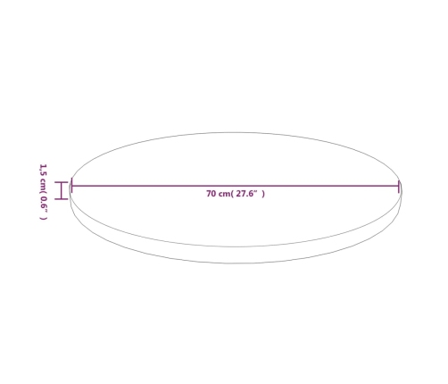 vidaXL apaļa galda virsma, gaiši brūna, Ø70x1,5 cm, ozola masīvkoks