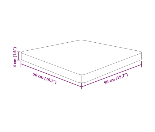 vidaXL kvadrātveida galda virsma, brūna, 50x50x4 cm, ozola masīvkoks