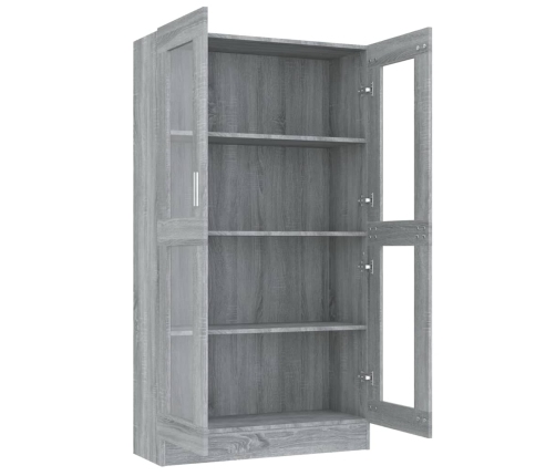 vidaXL vitrīnas skapis, pelēka ozola krāsa, 82,5x30,5x150 cm, koks