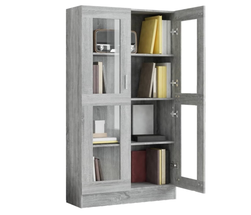 vidaXL vitrīnas skapis, pelēka ozola krāsa, 82,5x30,5x150 cm, koks