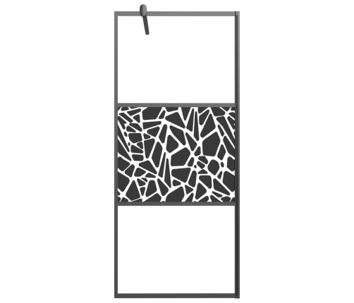 vidaXL dušas siena, 80x195 cm, ESG stikls, akmeņu dizains, melna