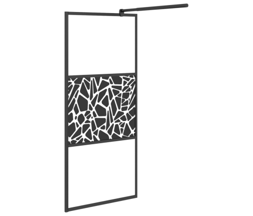 vidaXL dušas siena, 80x195 cm, ESG stikls, akmeņu dizains, melna