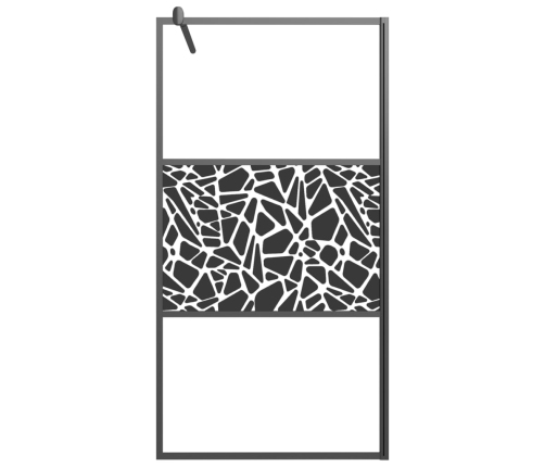 vidaXL dušas siena, 100x195 cm, ESG stikls, akmeņu dizains, melna