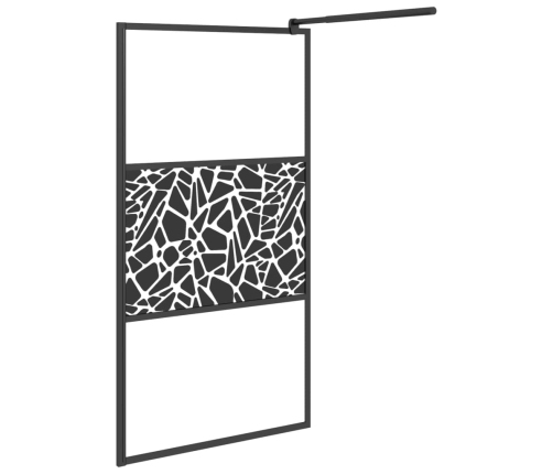 vidaXL dušas siena, 100x195 cm, ESG stikls, akmeņu dizains, melna