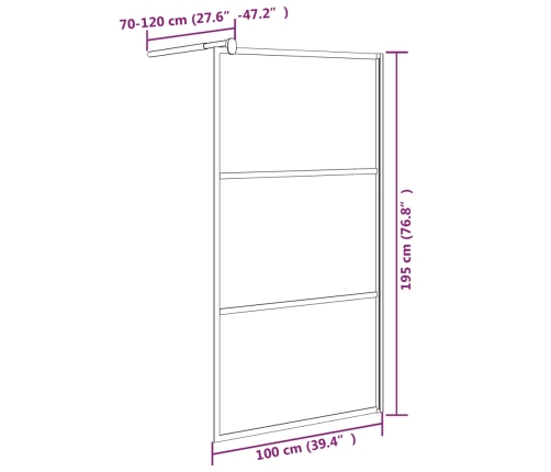 vidaXL dušas siena, 100x195 cm, ESG stikls, akmeņu dizains, melna